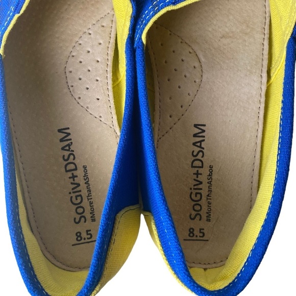 SoGiv Canvas Espadrilles Down Syndrome Slip On Shoes‎ Size 8.5 Blue/ Yellow - Picture 7 of 8